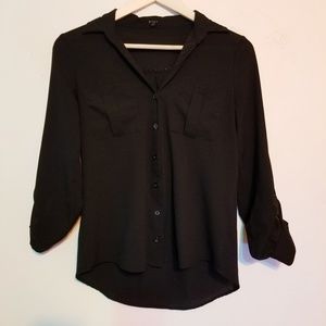 Black sheer button down